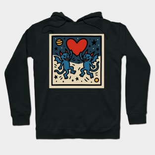 Funny Keith haring, Cats floating in space Hoodie